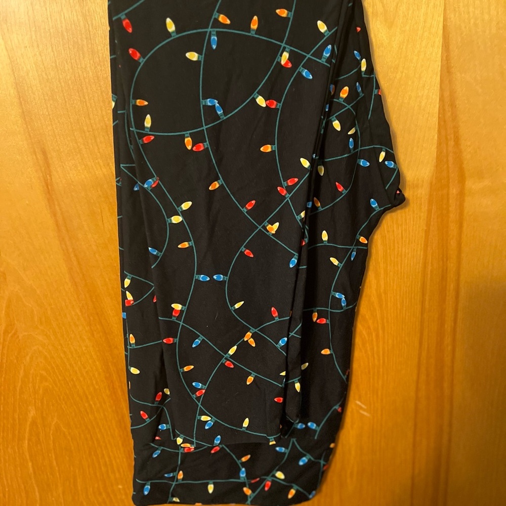 Festive Black Leggings with Colorful Lights